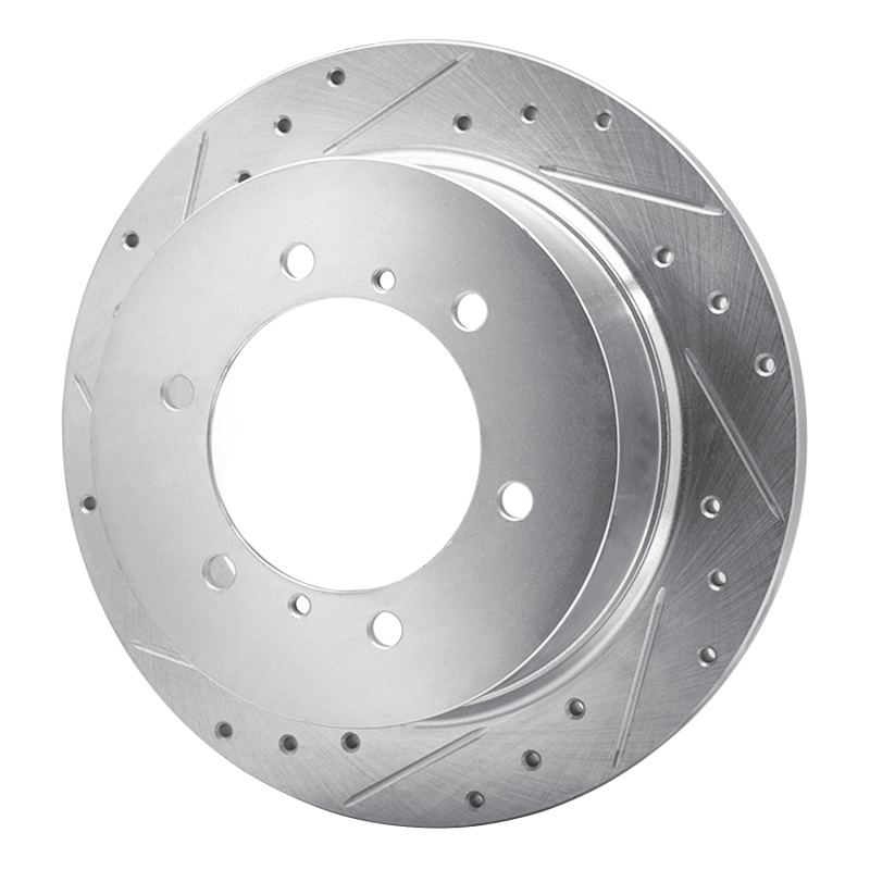 Mitsubishi Montero Brake Rotor (1) - Rear Left - R1 Concepts - Drilled & Slotted - Silver - `90-`04